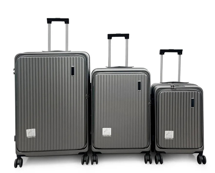 Kunert Hard-shell suitcase set Tabi, 3 pieces, 360° wheels, combination lock – graphite