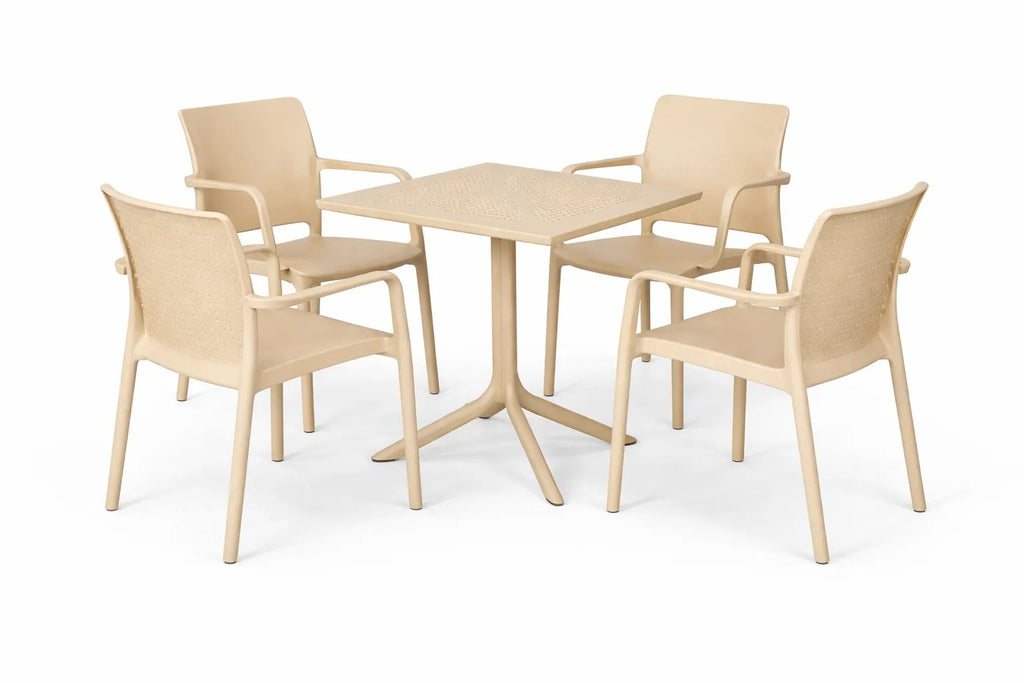 Kunert Garden furniture set MIAMI: table 80x80 + 4 chairs – cappuccino