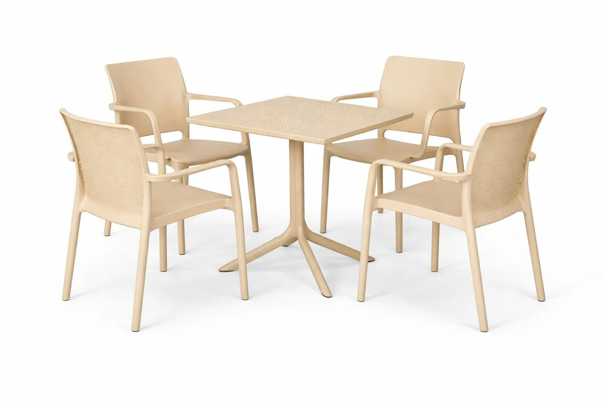 Kunert Garden furniture set MIAMI: table 80x80 + 4 chairs – cappuccino