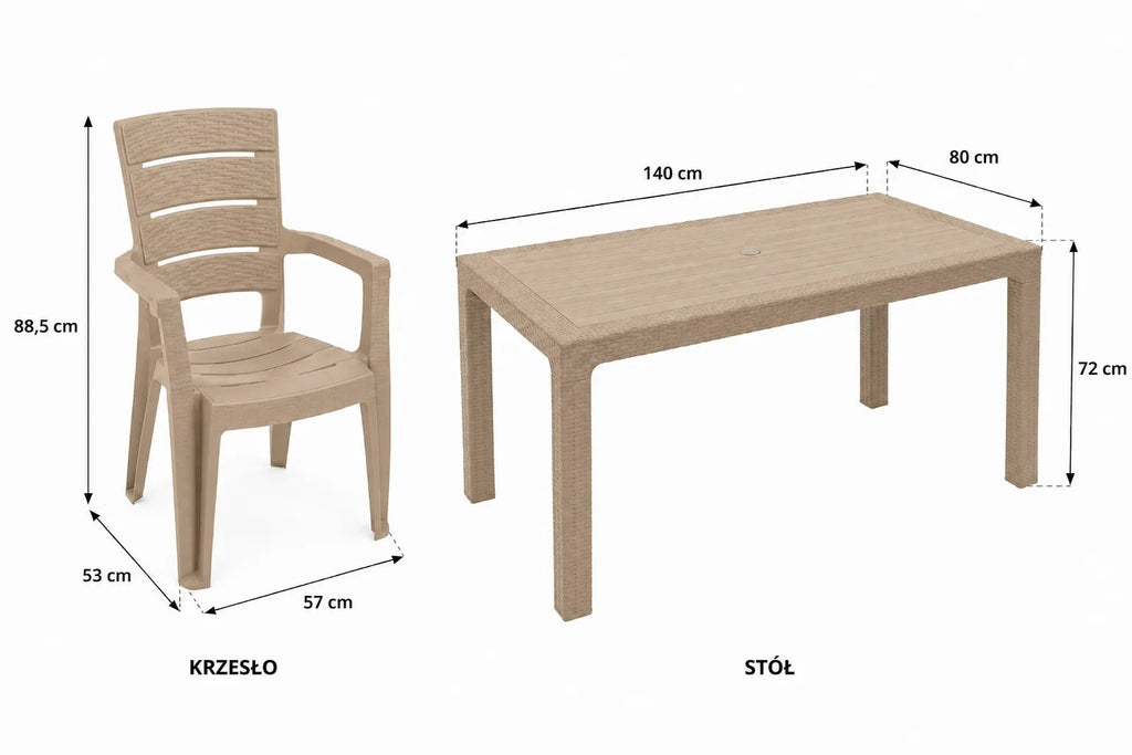 Kunert Garden furniture set Adler: table 140x80 cm + 6 chairs, rattan look – cappuccino - photo 8