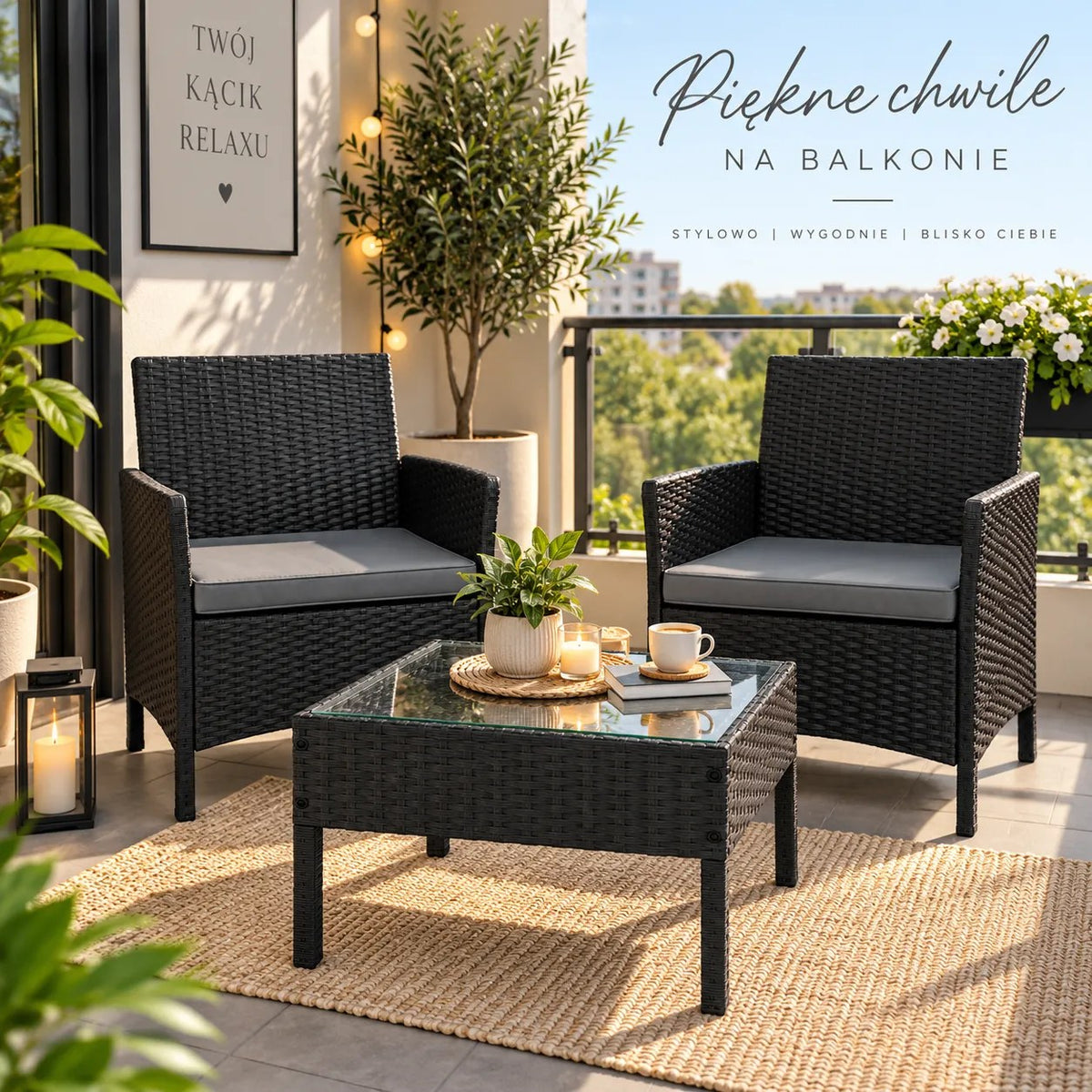 Kunert Garden seating set Bari: 2 armchairs + glass table - photo 3