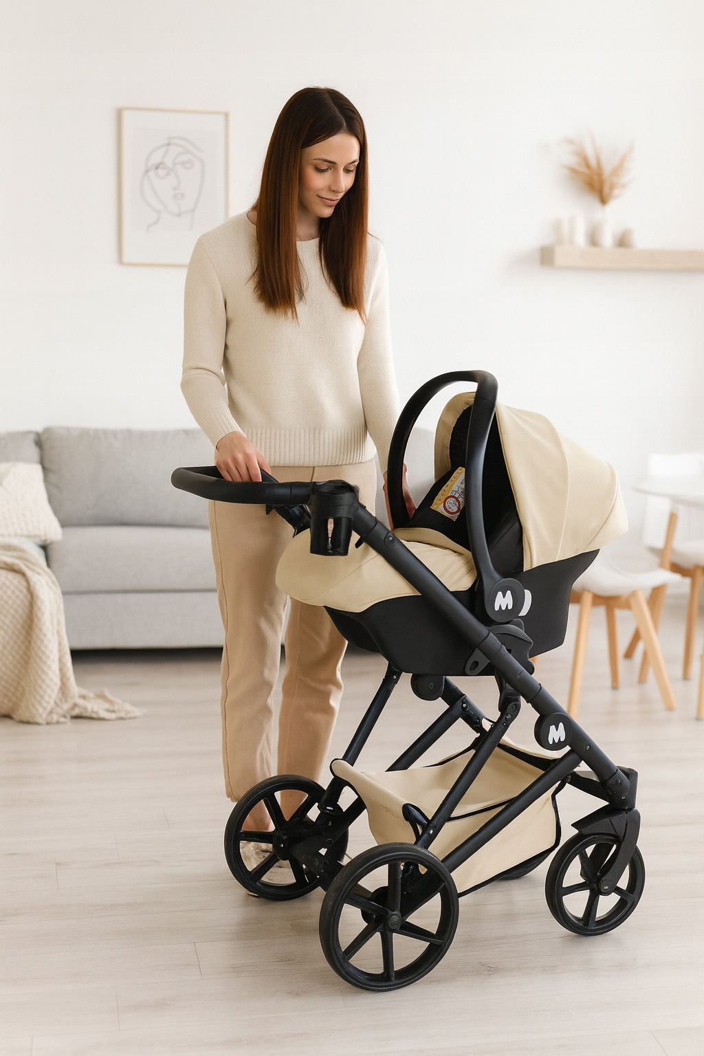 MOMMO Royal 3-in-1 Stroller – Beige – image 14