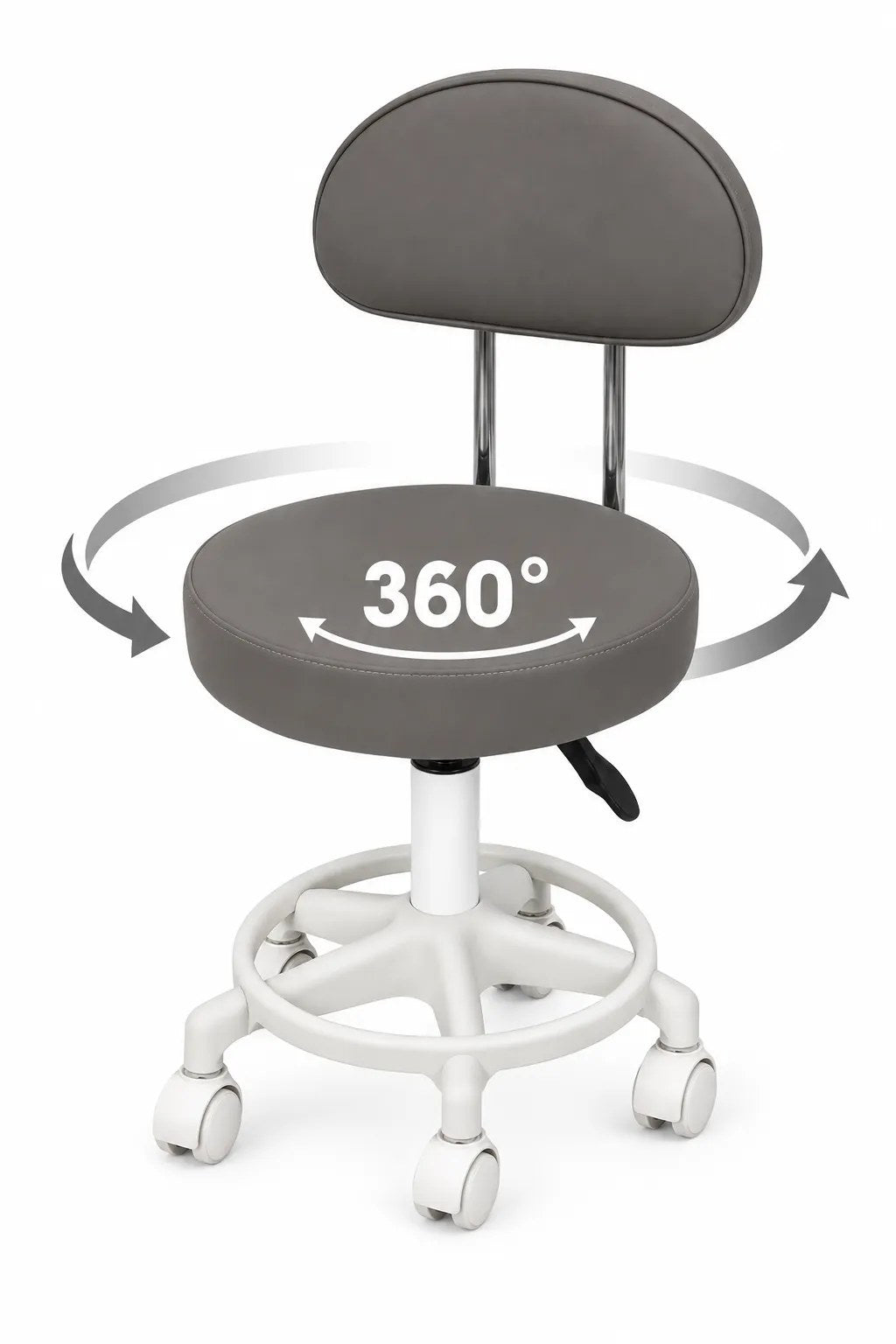 Kunert Beauty stool Bella with backrest, swivel – grey - photo 6