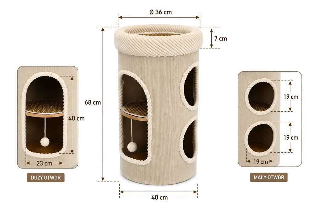 Kunert Cat scratching tower Coco 2-in-1 with bed – cream - photo 10