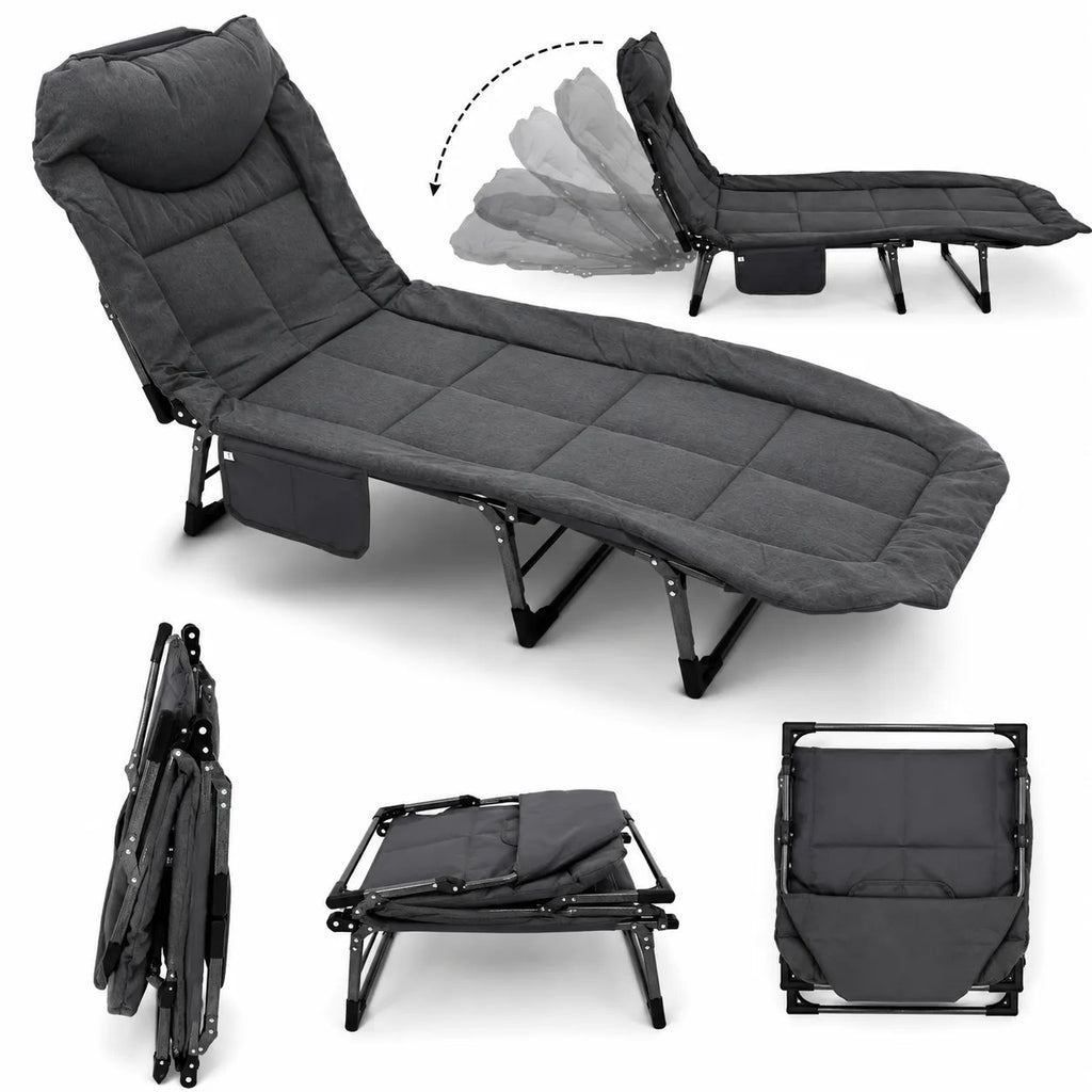 Kunert Folding camp bed Delta with pillow – black