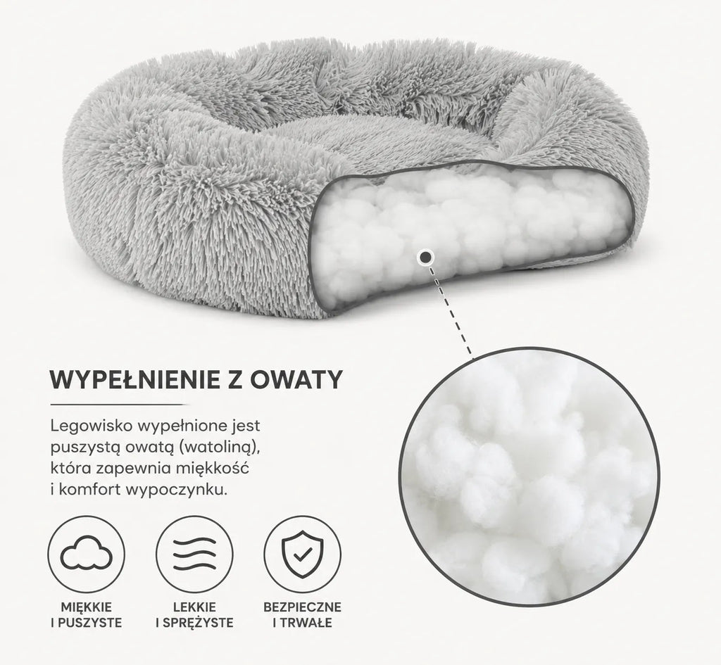 Kunert Round fluffy dog & cat bed MILO 80 cm – graphite - photo 4
