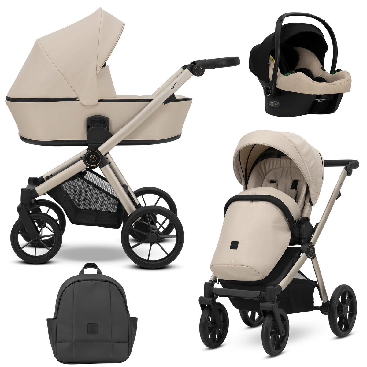 Kunert Brav 3-in-1 Stroller – Cream – image 1