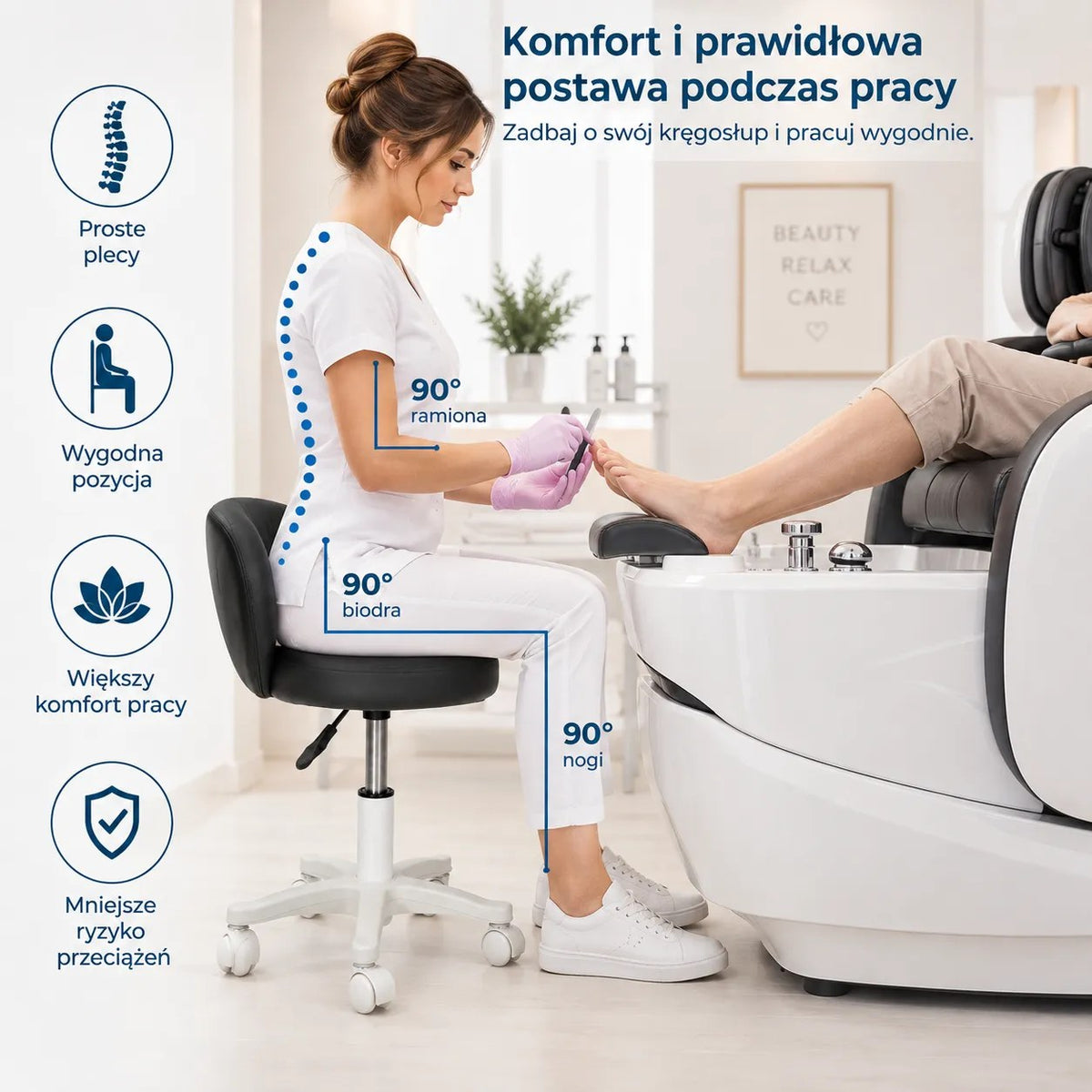Kunert Beauty stool Aurea with backrest, height-adjustable – black - photo 4