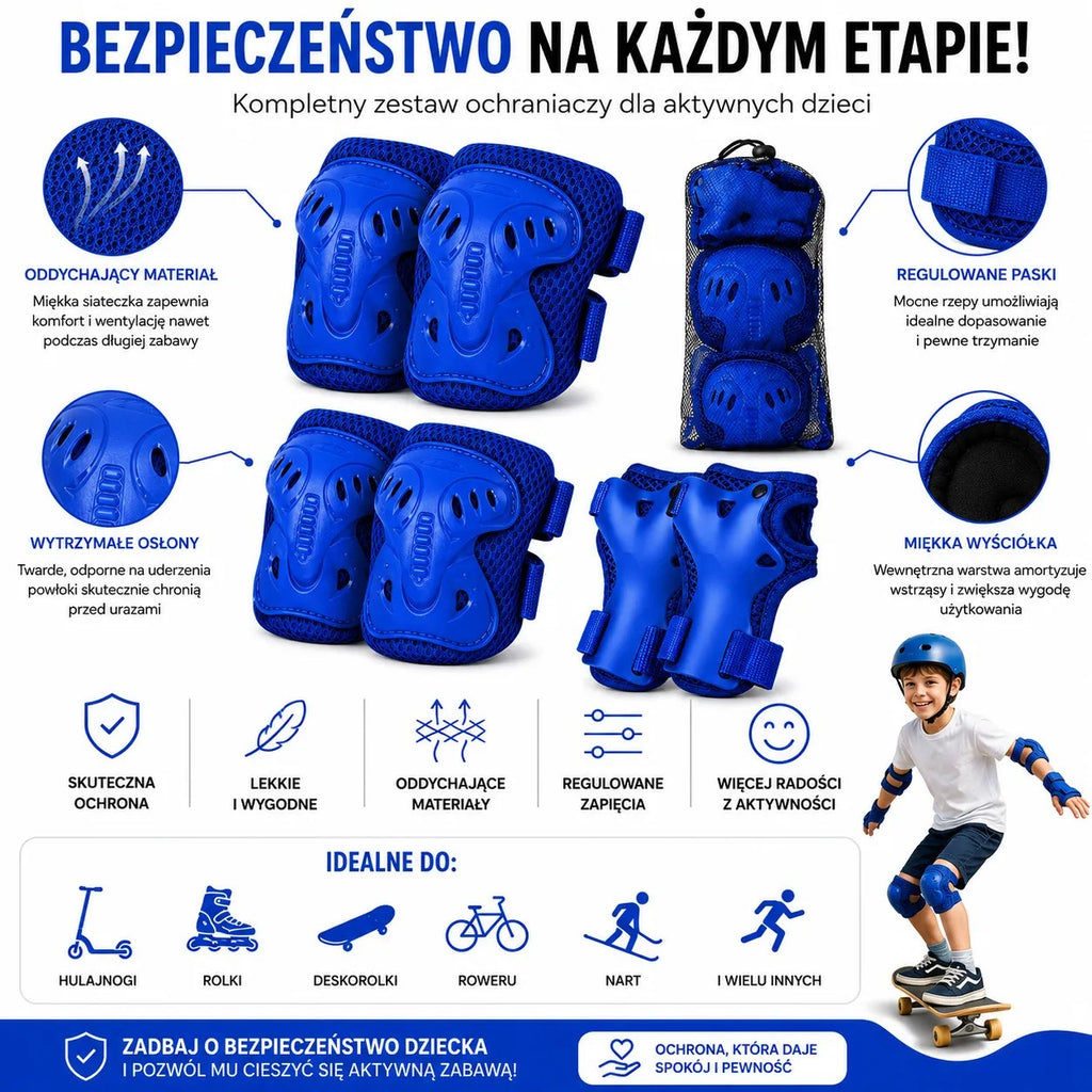 Kunert Kids protective gear set Niko 2, 6-piece: knee, elbow and wrist guards – blue - photo 9