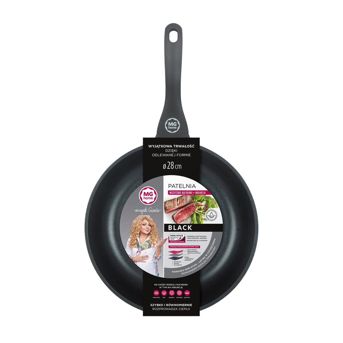 MG Home Black Frying Pan 28 cm – Cast Aluminium, Non-Stick - photo 4