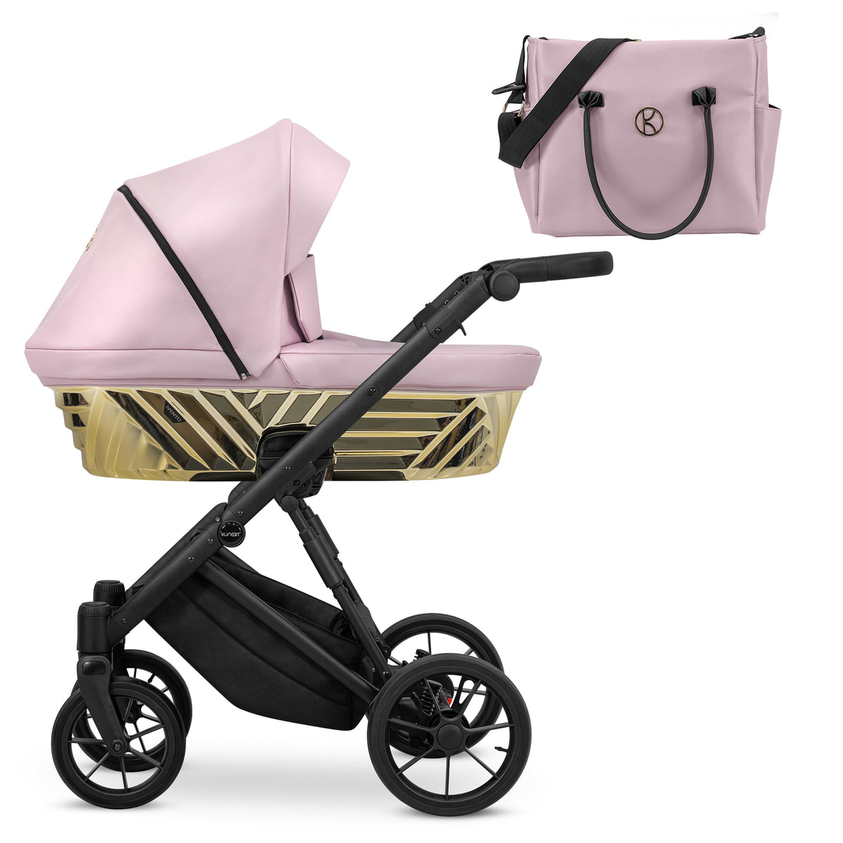 Kunert Ivento Glam barnevogn med liggedel – Eco Rosa metallic