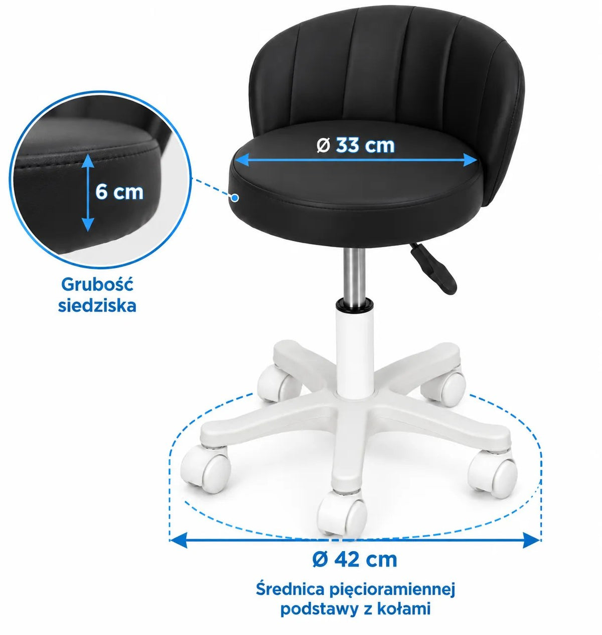 Kunert Beauty stool Aurea with backrest, height-adjustable – black - photo 9