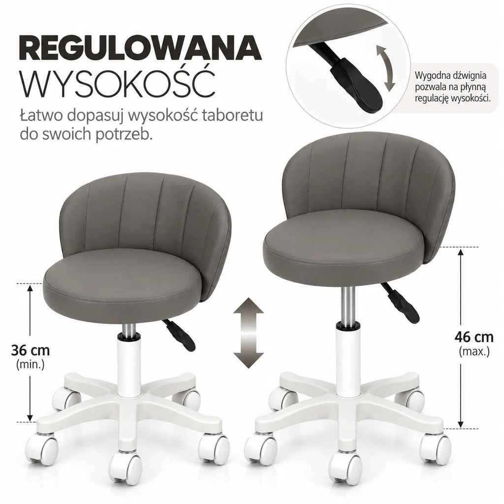 Kunert Beauty stool Aurea with backrest, height-adjustable – grey - photo 5