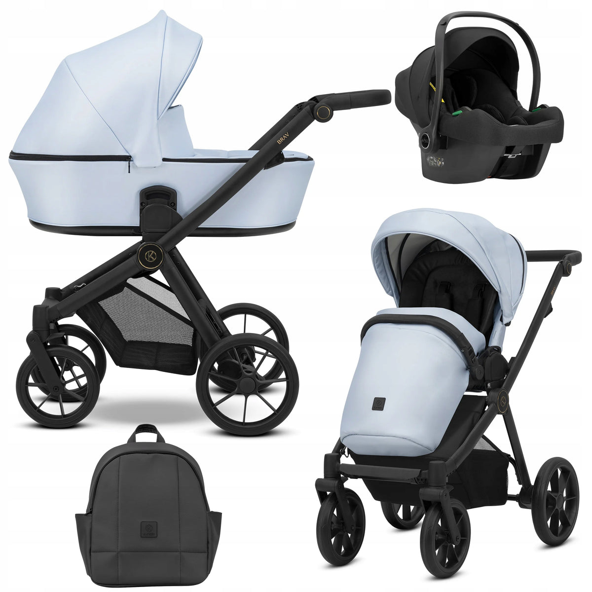 Kunert Brav 3-in-1 Stroller – Sky Blue – image 1