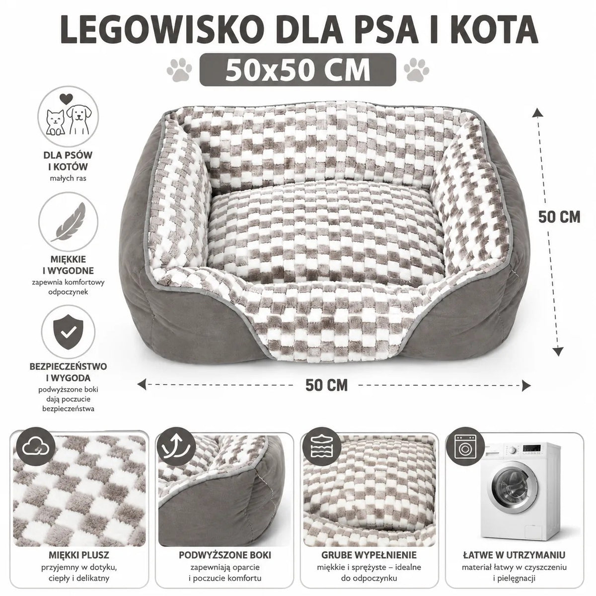 Kunert Soft dog & cat bed TERKA 50 cm with raised sides – two-tone - photo 8