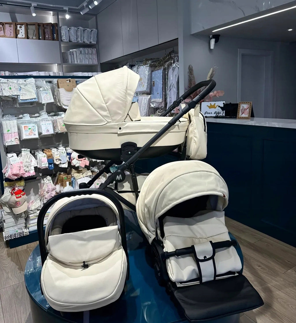 MOMMO Deluxe 3-in-1 Stroller – Beige – image 6