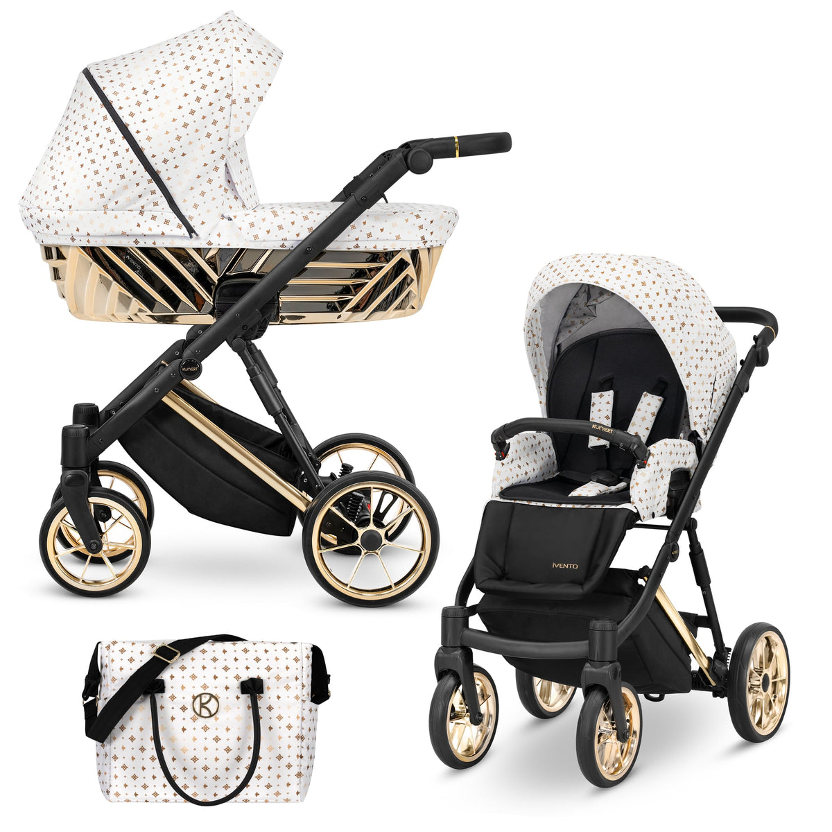 Kunert Ivento Glam Premium 2-in-1 Stroller – White Style – image 1