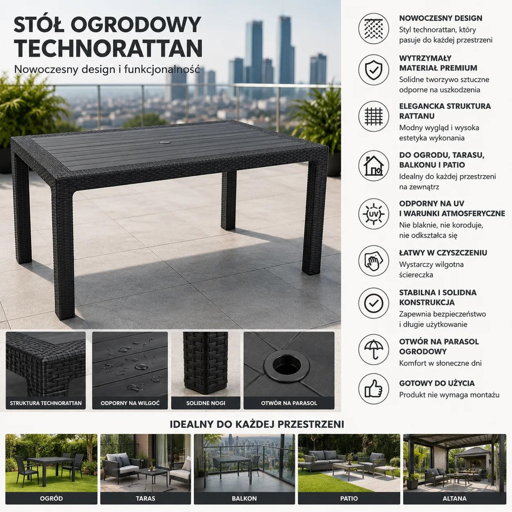 Kunert Garden furniture set Solo 6+1: table + 6 chairs, rattan look – graphite - photo 3