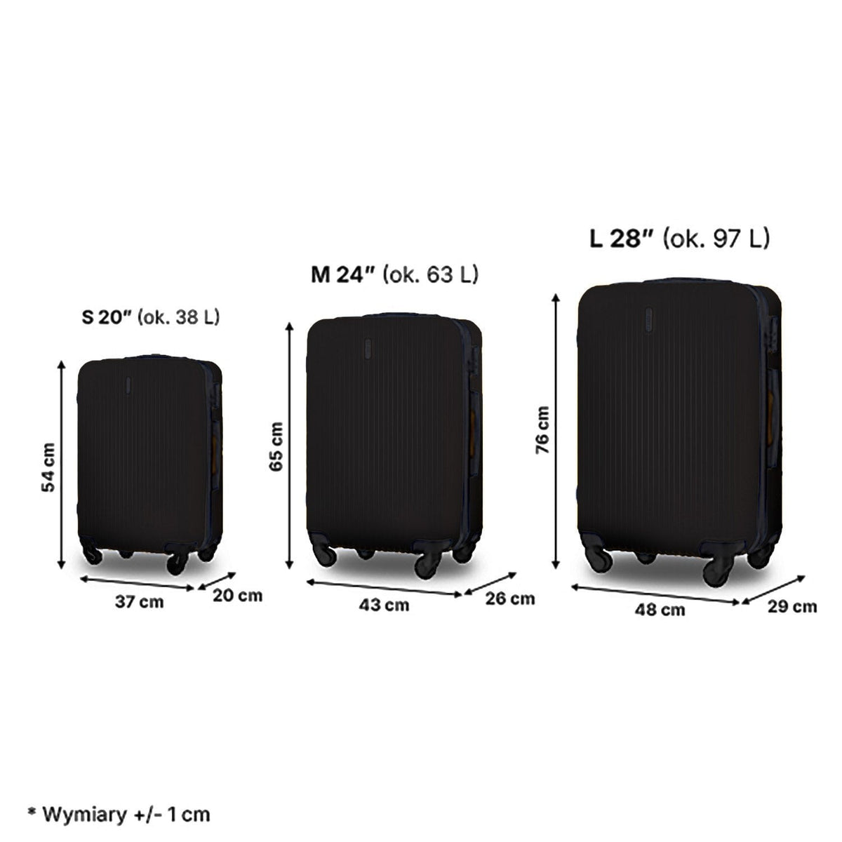 Wings Egret 3-Piece Hard Shell Suitcase Set – Black - photo 4