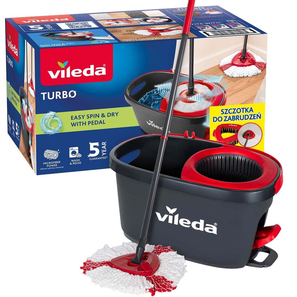 Vileda Turbo Spin Mop and Bucket Set – with Dirt Brush