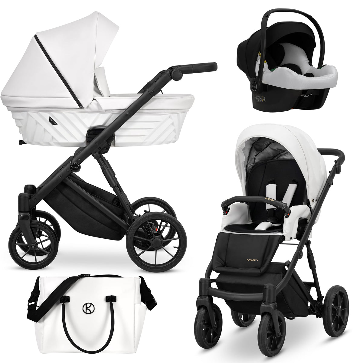 Kunert Ivento 3-in-1 Stroller – White Pearl – image 1