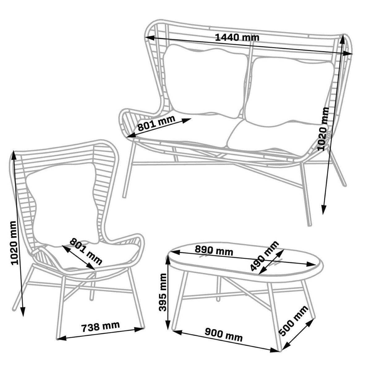Sanico Goldlux Sunrise Garden Furniture Set – Sofa, 2 Armchairs, Table - photo 9