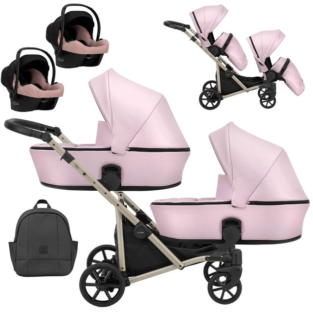 Kunert Brav Duo 2-in-1 Twin Stroller – Baby Pink Eco – image 1