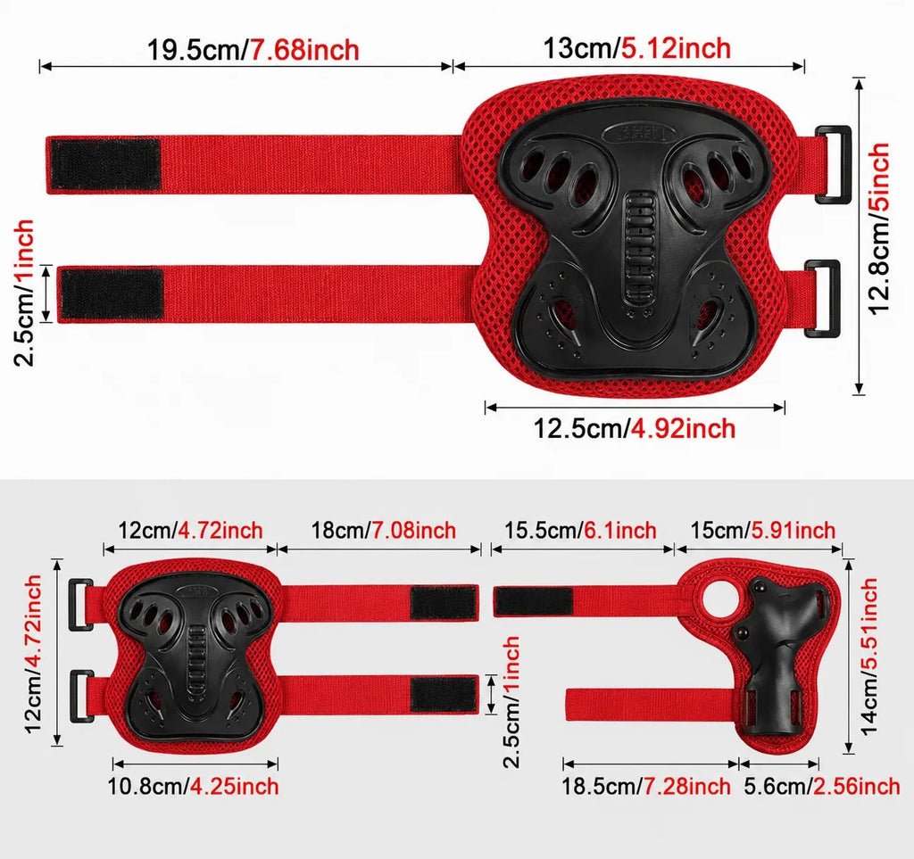 Kunert Kids protective gear set Tomi 2, 6-piece: knee, elbow and wrist guards – black-red - photo 4