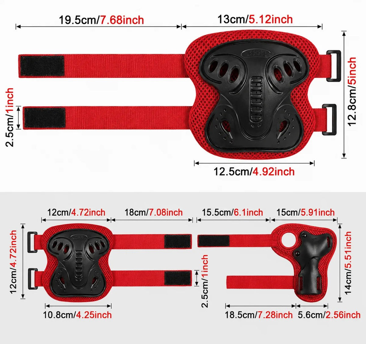 Kunert Kids protective gear set Tomi 2, 6-piece: knee, elbow and wrist guards – black-red - photo 4