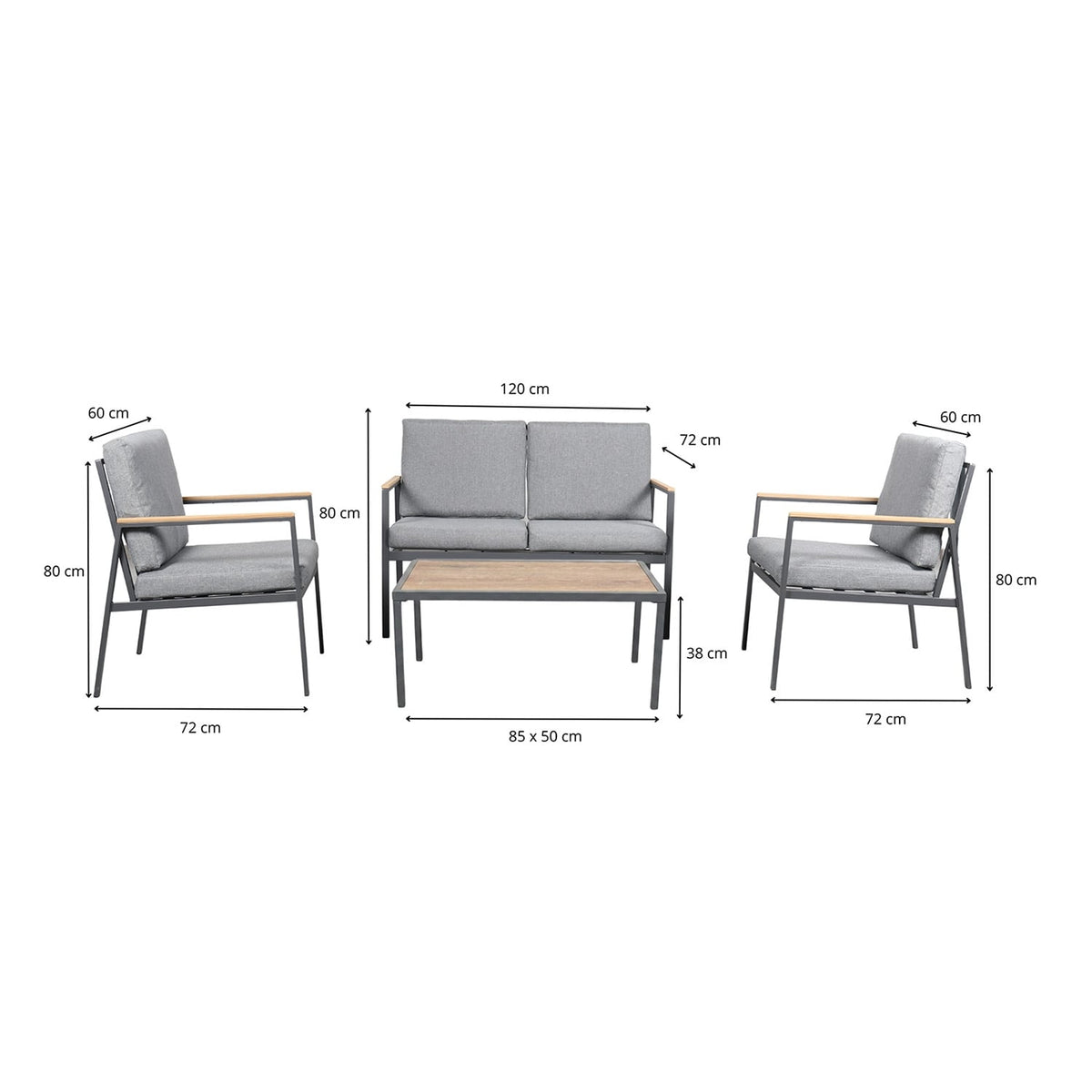Meven Noto Garden Furniture Set – Sofa, 2 Chairs and Coffee Table - photo 2