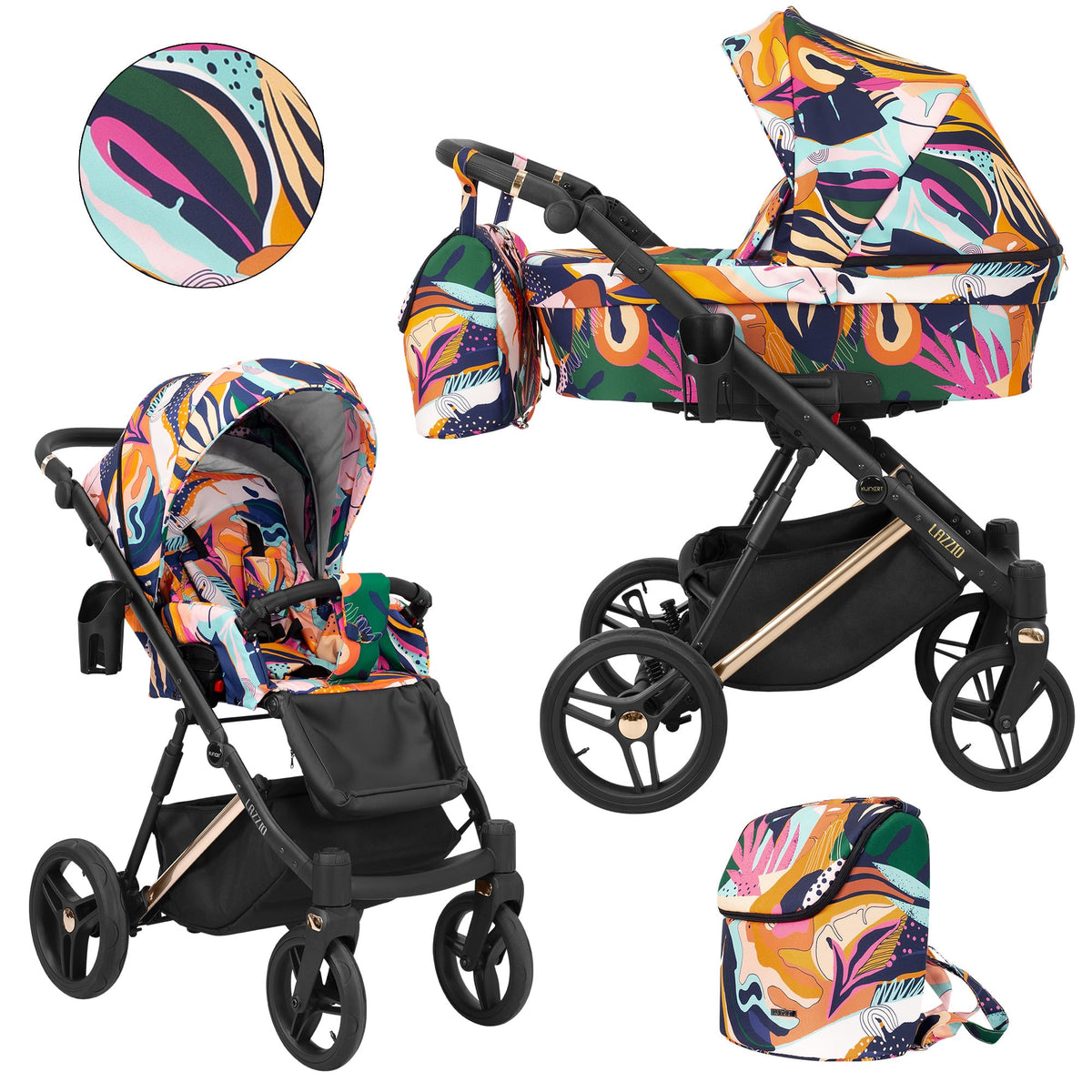 Wózek dziecięcy Kunert Lazzio Premium 2w1 - Miedziana rama - kolor: Kolorowy
