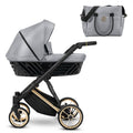Poussette Kunert Ivento Premium avec nacelle – Cadre doré – Eco Gris métallisé
