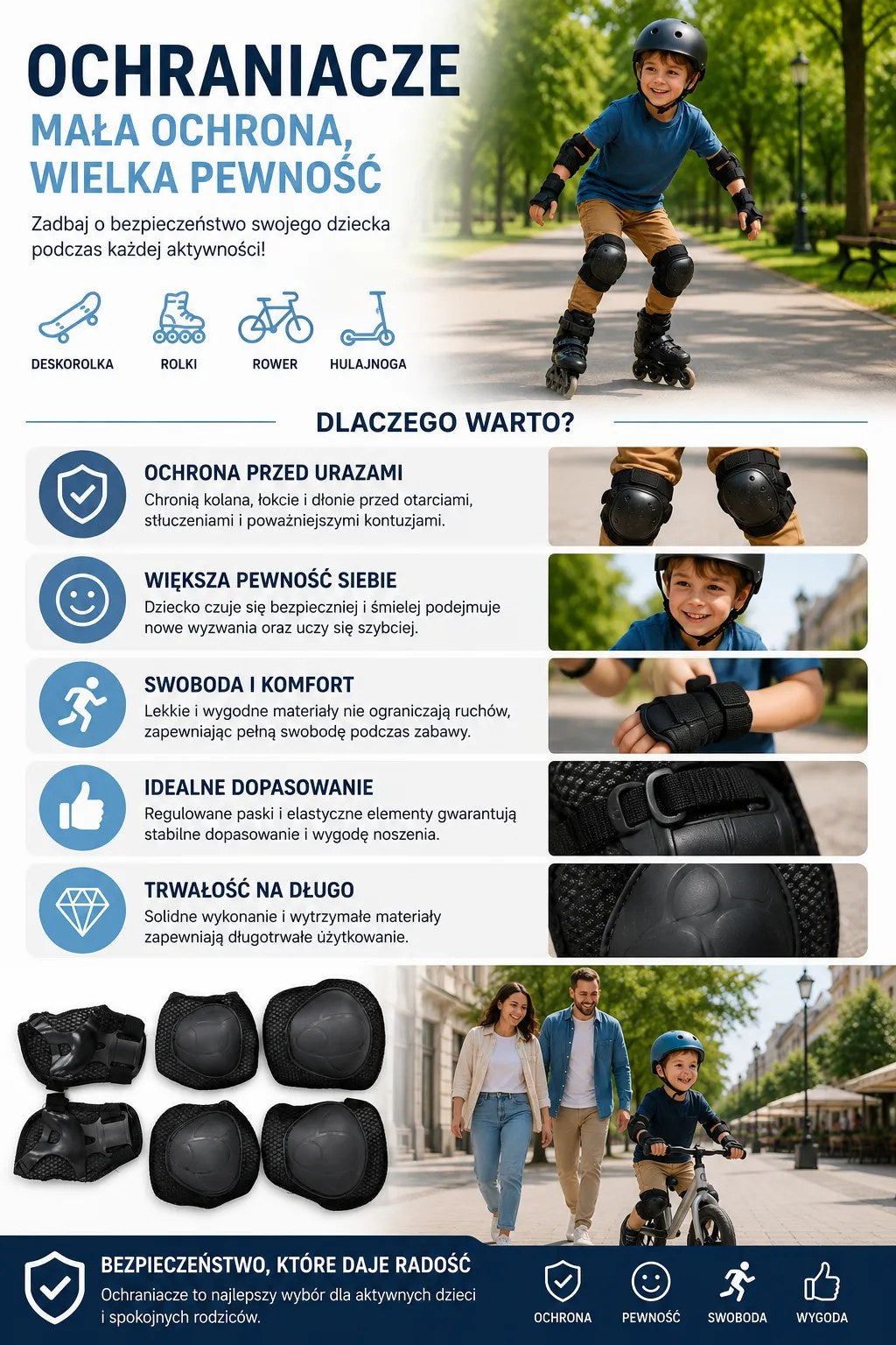 Kunert Kids protective gear set Kely 1, 6-piece: knee, elbow and wrist guards – black - photo 4