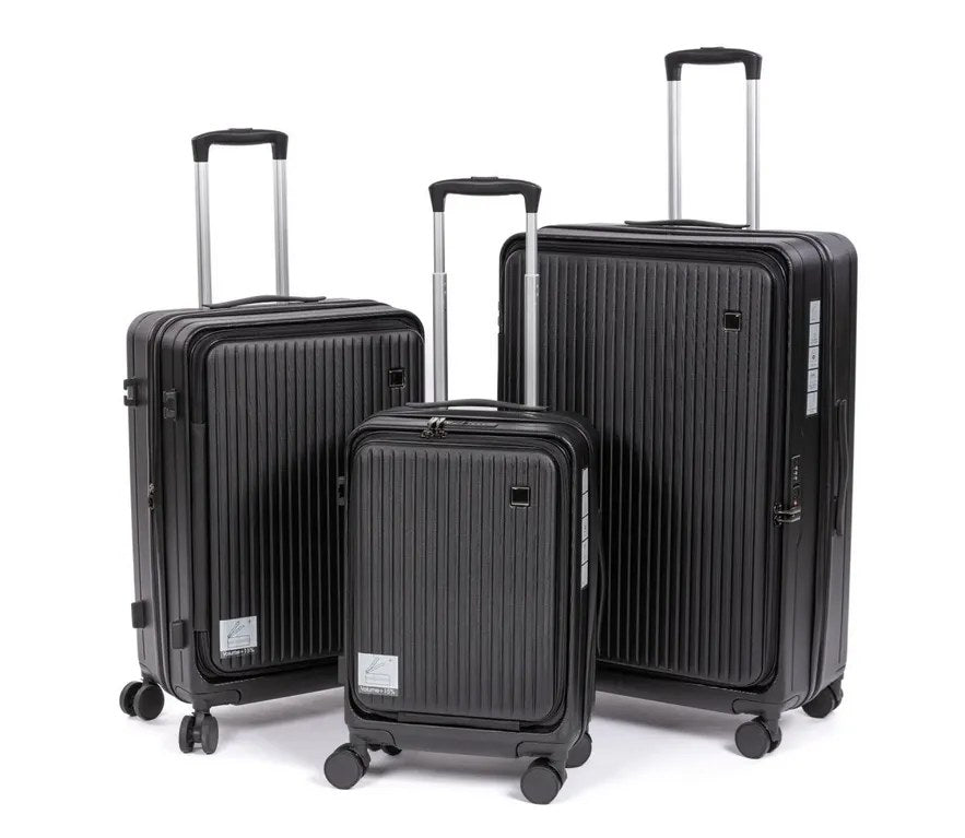 Kunert Hard-shell suitcase set Tabi, 3 pieces, 360° wheels, combination lock – black