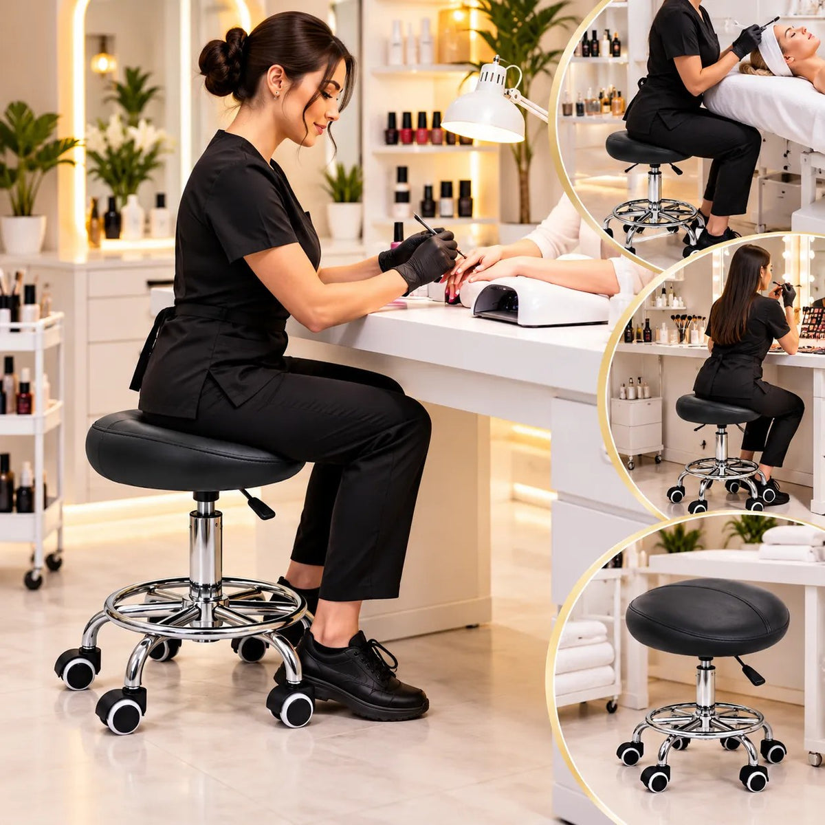Kunert Beauty stool Velutto, swivel on castors - photo 7