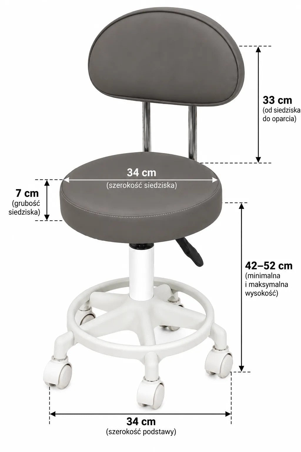 Kunert Beauty stool Bella with backrest, swivel – grey - photo 5