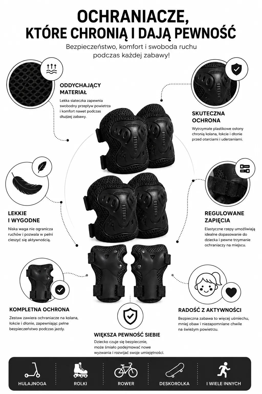 Kunert Kids protective gear set Kely 2, 6-piece: knee, elbow and wrist guards – black - photo 9