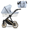 Kunert Ivento Premium Pram with Carrycot – Gold Frame – Eco Baby Blue Metalic