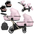 Wózek bliźniaczy Kunert Brav Duo 3w1 - szampańska rama - kolor: Baby Pink Eco
