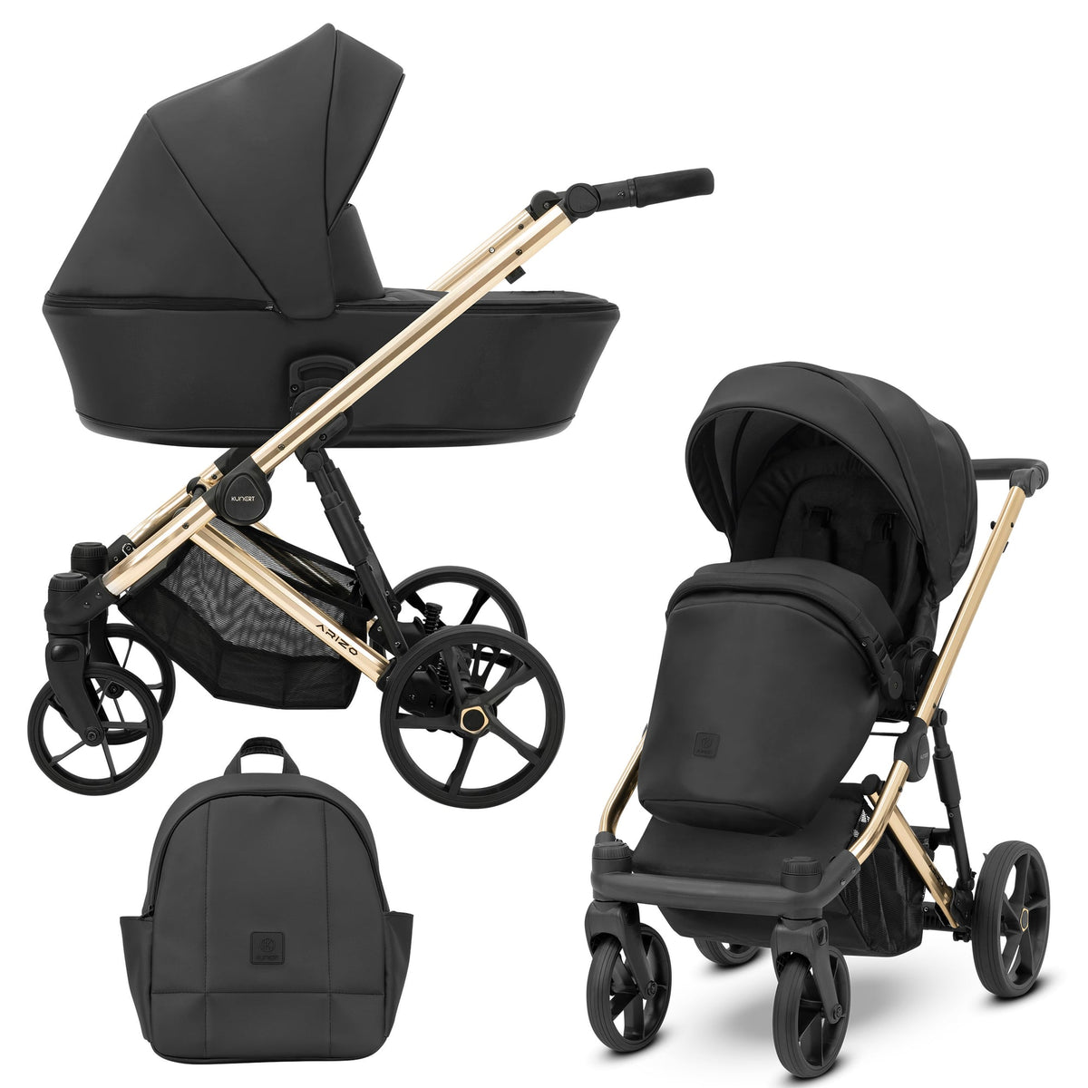 Kunert Arizo Premium 2-in-1 Stroller – Black Eco – image 1