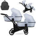 Wózek bliźniaczy Kunert Brav Duo 2w1 - czarna rama - kolor: Baby Blue Eco