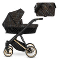 Kunert Ivento Premium Pram with Carrycot – Gold Frame – Black Style