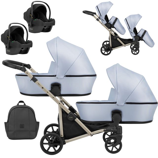 Kunert Brav Duo 2-in-1 Twin Stroller – Baby Blue Eco – image 1