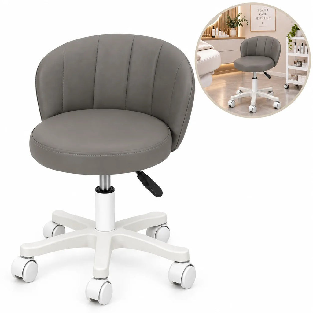 Kunert Beauty stool Aurea with backrest, height-adjustable – grey