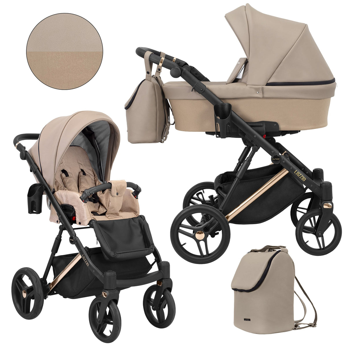 Kunert Lazzio Premium 2-in-1 Stroller – Cappuccino Eco – image 1