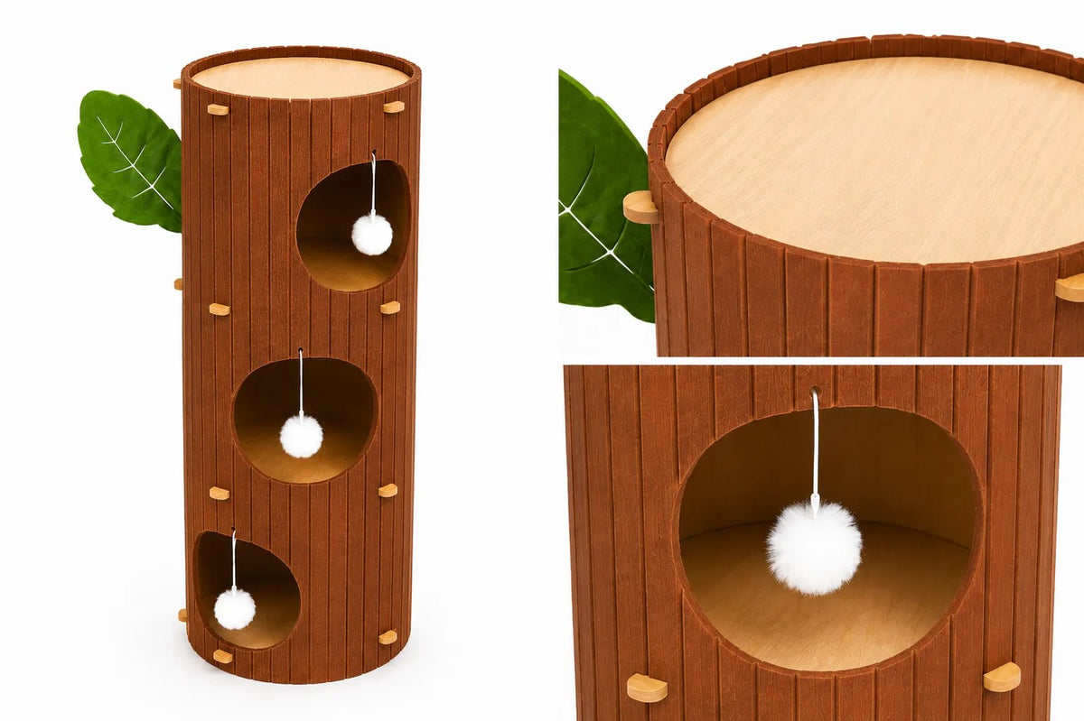 Kunert Cat scratching post Rocky tree trunk with 3 caves
