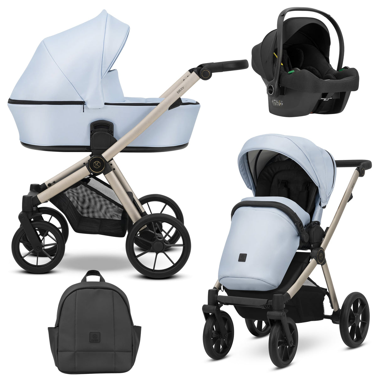 Kunert Brav 3-in-1 Stroller – Baby Blue Eco – image 1