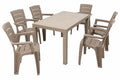 Kunert Garden furniture set Adler: table 140x80 cm + 6 chairs, rattan look – cappuccino