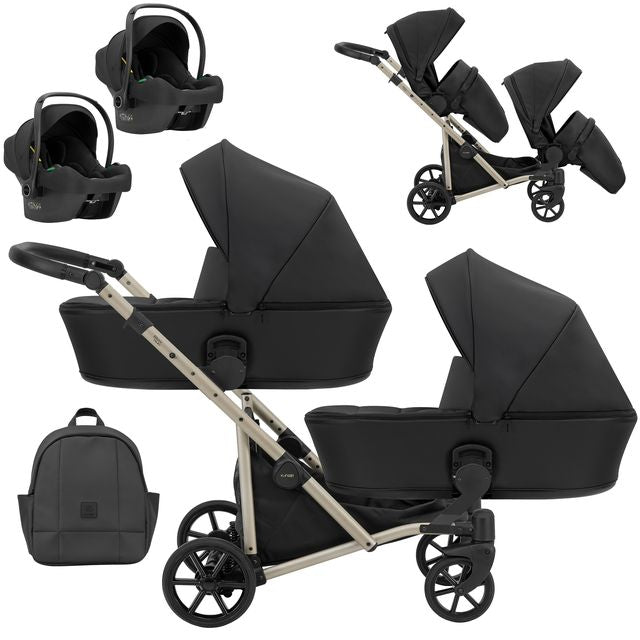Kunert Brav Duo 2-in-1 Twin Stroller – Black Eco – image 1