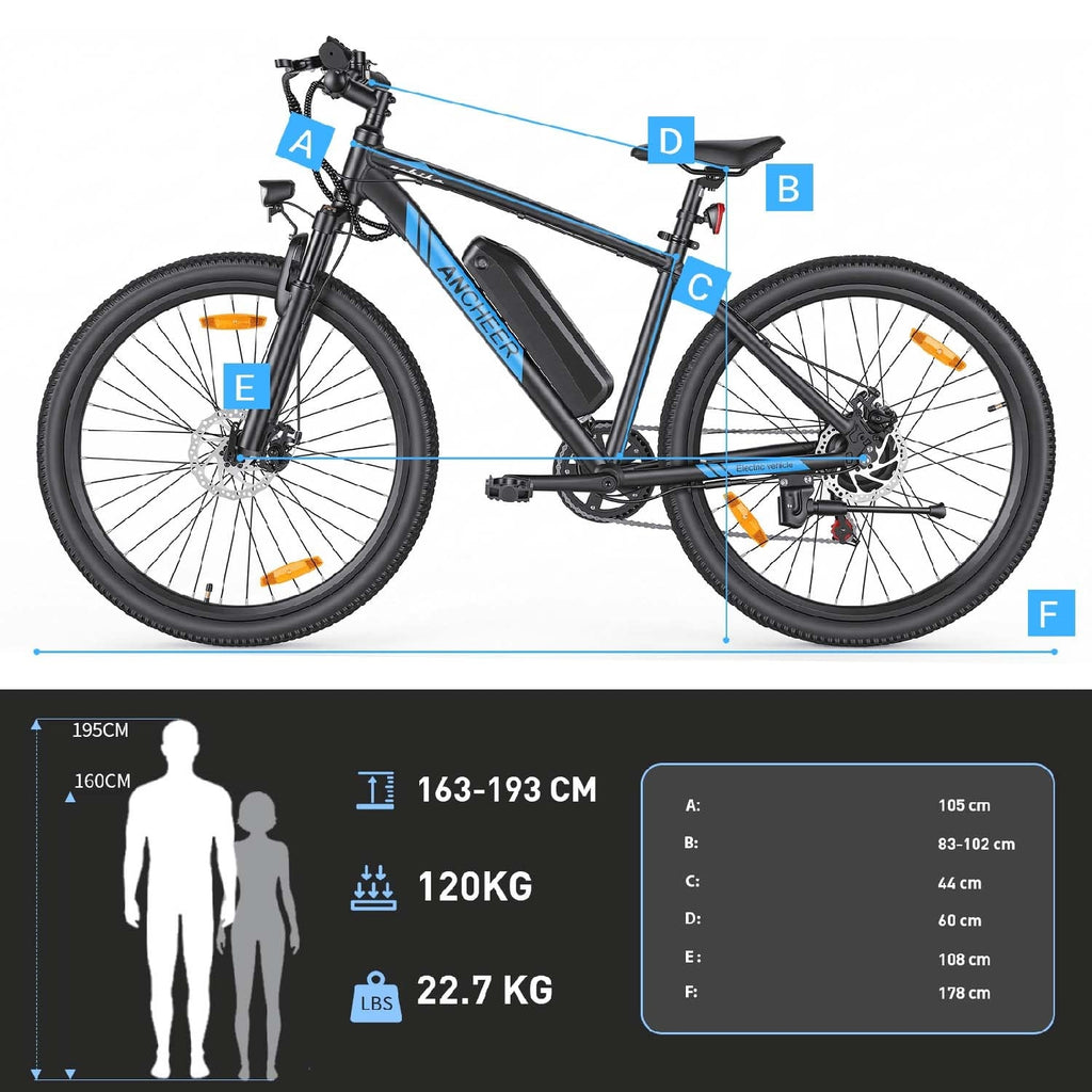 Ancheer Electric Mountain Bike 27.5" – Black / Blue - photo 10
